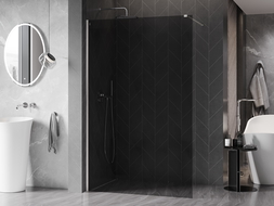 Mexen Kioto-X Walk-in Shower Wall 90 x 200 cm, Graphite 10 mm, Brushed Nickel - 800-090-101-97-40-X