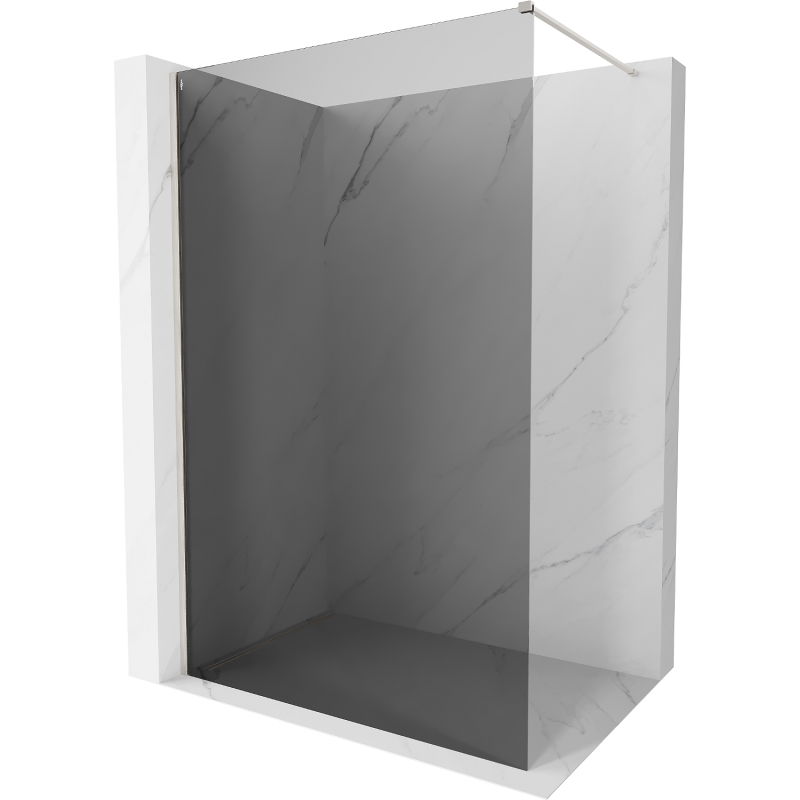 Mexen Kioto-X Walk-in Shower Wall 130 x 200 cm, Graphite 10 mm, Brushed Nickel - 800-130-101-97-40-X
