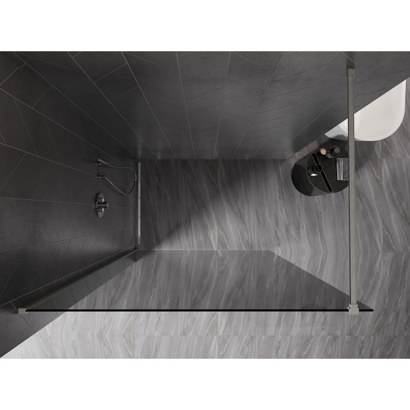 Mexen Kioto-X Walk-in Shower Screen 140 x 200 cm, Graphite 10 mm, Brushed Nickel - 800-140-101-97-40-X