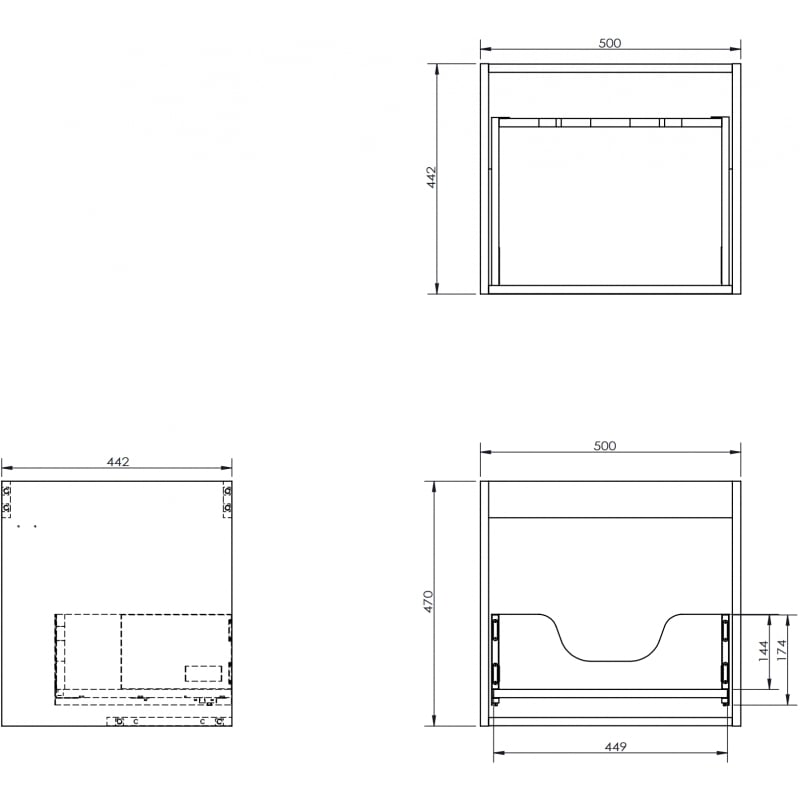 Mexen Box-A vanity cabinet corpus 50 cm, 1 drawer, oak - 91AX0-0500-470-1-81