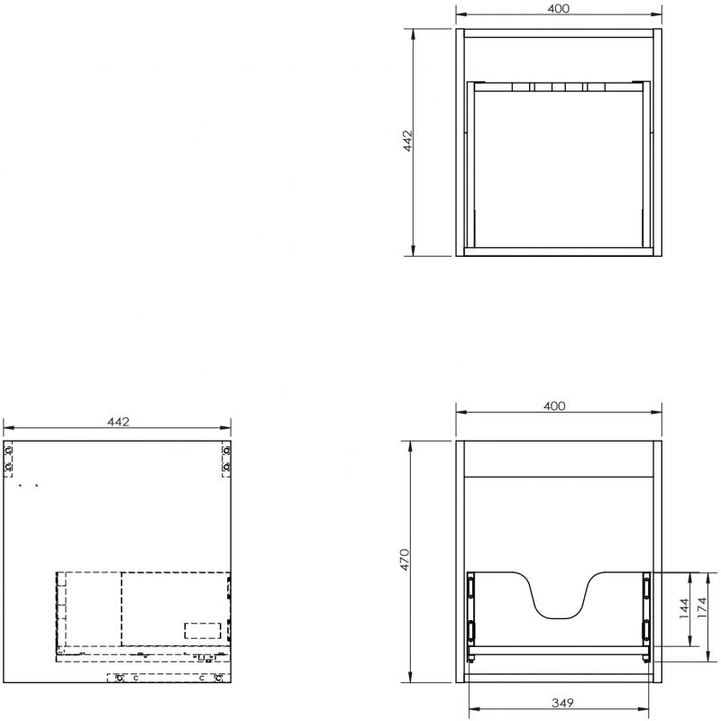Mexen Box-A under-sink cabinet body 40 cm, 1 drawer, walnut - 91AX0-0400-470-1-86