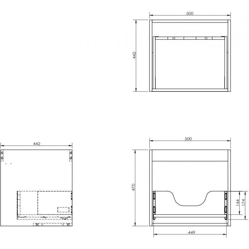 Mexen Box-A vanity unit carcass 50 cm, 1 drawer, walnut - 91AX0-0500-470-1-86