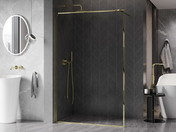 Mexen Kioto-XF Walk-in Shower Screen with Frame 100 x 202 cm, Transparent 10 mm, Gold - 800-100-104-50-00-X