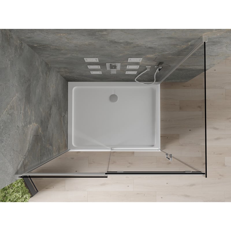 Mexen Omega sliding shower cabin 110 x 90 cm, graphite, chrome + Flat tray, white - 825-110-090-01-40-4010