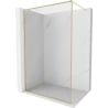 Mexen Kioto-XF Walk-in Shower Screen with Frame 60 x 202 cm, Transparent 10 mm, Brushed Gold - 800-060-104-55-00-X