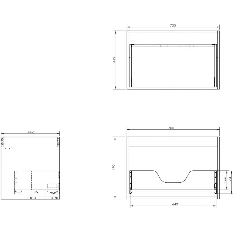 Mexen Box-A under-sink cabinet body 70 cm, 1 drawer, walnut - 91AX0-0700-470-1-86
