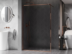 Mexen Kioto-XF Walk-in Shower Wall with Frame 70 x 202 cm, Transparent 10 mm, Rose Gold - 800-070-104-60-00-X