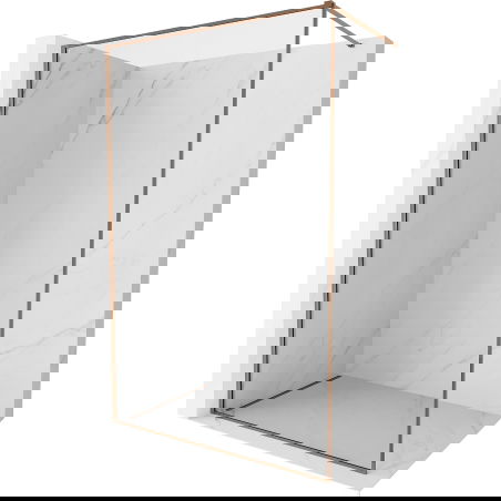 Mexen Kioto-XF Walk-in Shower Wall with Frame 80 x 202 cm, Transparent 10 mm, Rose Gold - 800-080-104-60-00-X