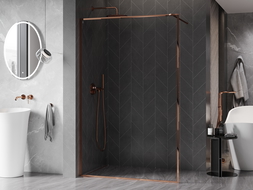 Mexen Kioto-XF Shower Wall Walk-in with Frame 100 x 202 cm, Transparent 10 mm, Rose Gold - 800-100-104-60-00-X