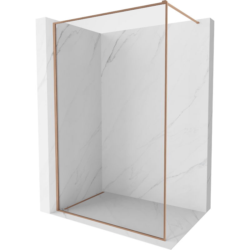 Mexen Kioto-XF Walk-in Shower Wall with Frame 100 x 202 cm, Transparent 10 mm, Brushed Copper - 800-100-104-65-00-X