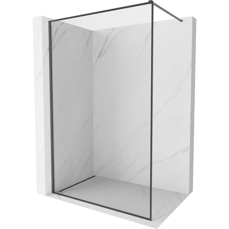 Mexen Kioto-XF Walk-in Shower Screen with Frame 100 x 202 cm, Transparent 10 mm, Brushed Gun Gray - 800-100-104-66-00-X