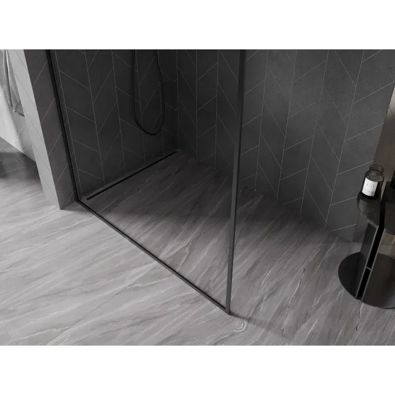Mexen Kioto-XF Walk-in Shower Wall with Frame 120 x 202 cm, Transparent 10 mm, Black - 800-120-104-70-00-X