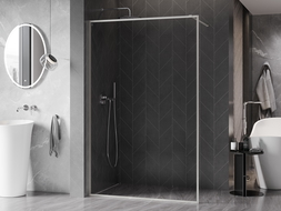 Mexen Kioto-XF Walk-in Shower Screen with Frame 90 x 202 cm, Transparent 10 mm, Brushed Nickel - 800-090-104-97-00-X