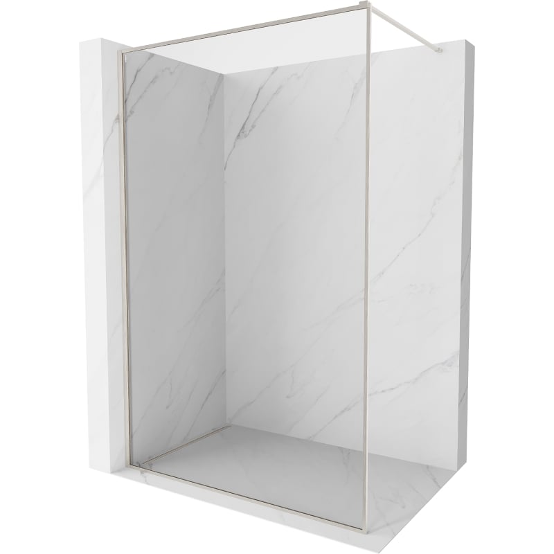Mexen Kioto-XF Walk-in Shower Wall with Frame 120 x 202 cm, Transparent 10 mm, Brushed Nickel - 800-120-104-97-00-X