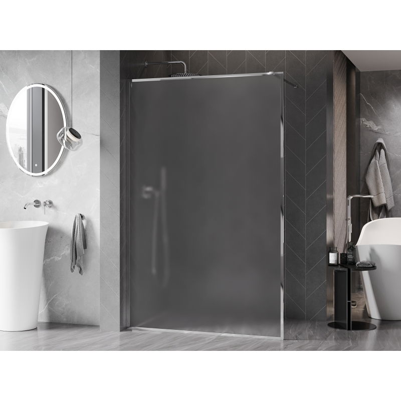 Mexen Kioto-XF Walk-in Shower Wall with Frame 140 x 202 cm, Frosted 10 mm, Chrome - 800-140-104-01-30-X