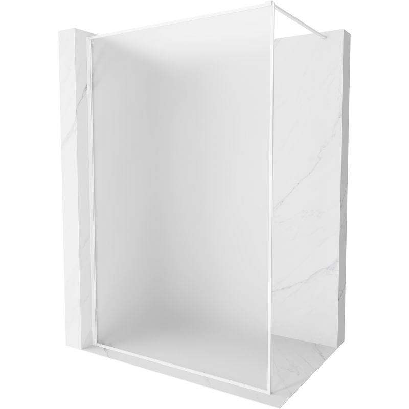 Mexen Kioto-XF Walk-in Shower Wall with Frame 140 x 202 cm, Frosted 10 mm, White - 800-140-104-20-30-X