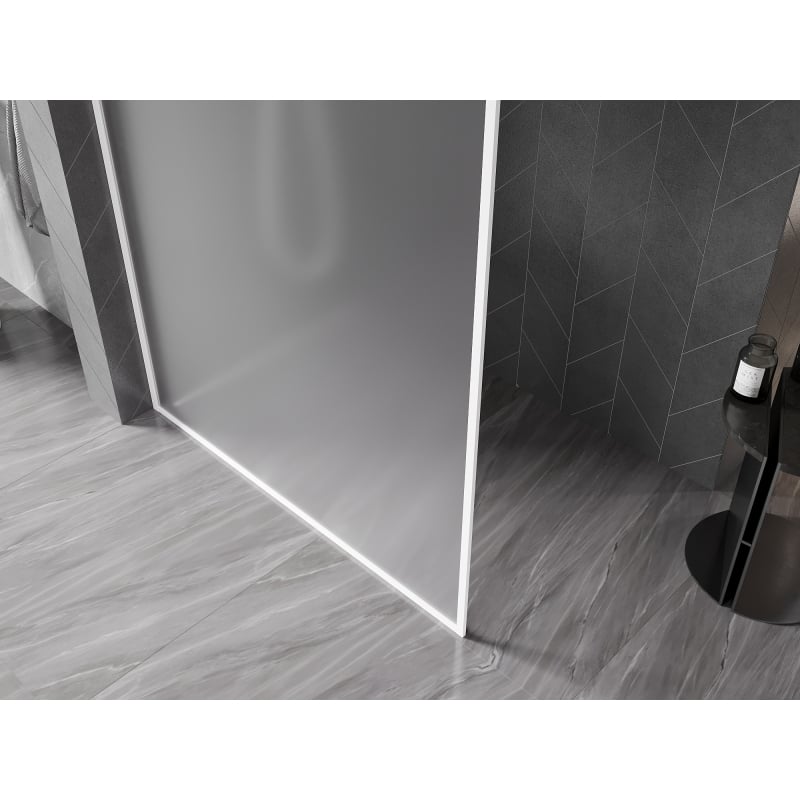 Mexen Kioto-XF Walk-in Shower Wall with Frame 160 x 202 cm, Frosted 10 mm, White - 800-160-104-20-30-X