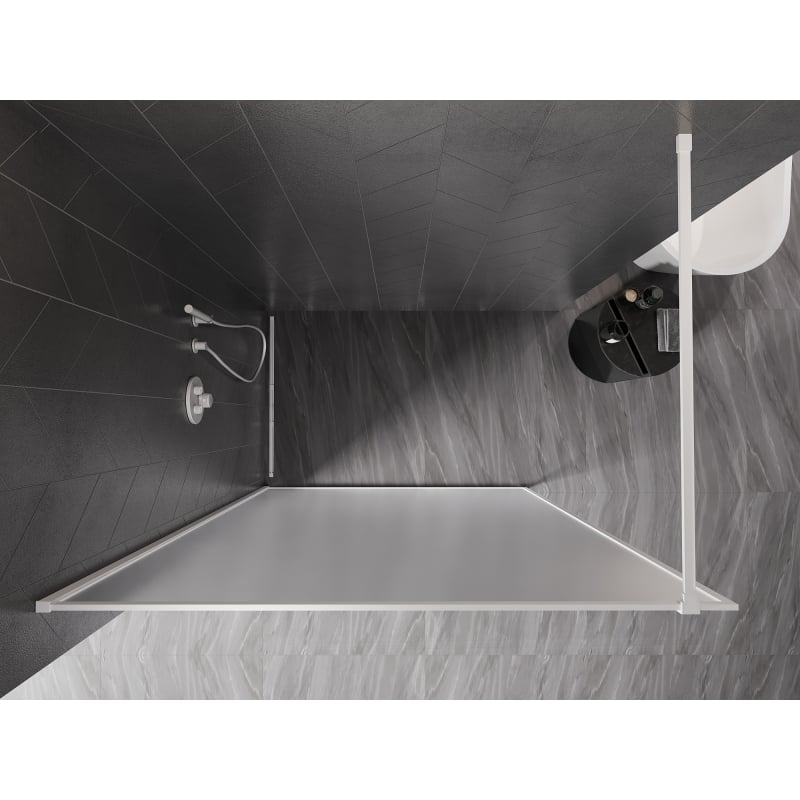 Mexen Kioto-XF Walk-in Shower Wall with Frame 160 x 202 cm, Frosted 10 mm, White - 800-160-104-20-30-X