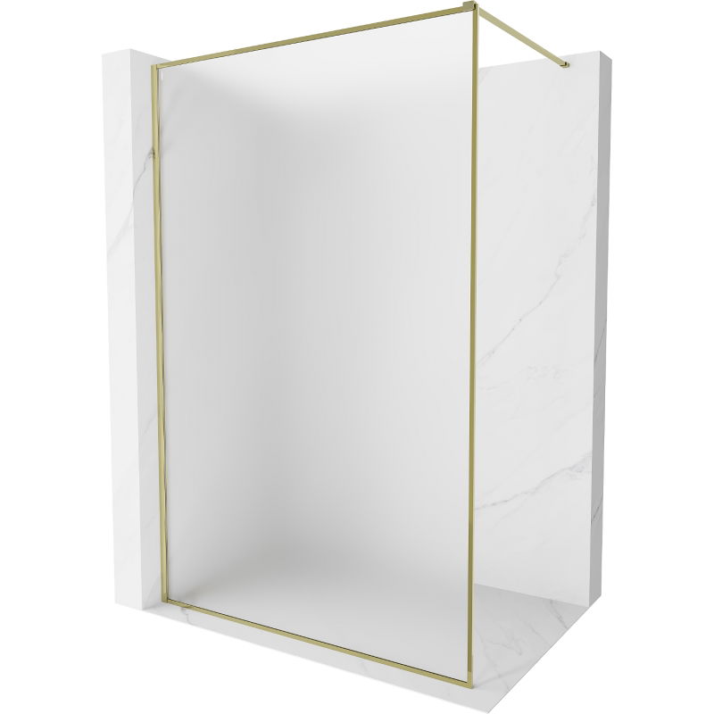 Mexen Kioto-XF Walk-in Shower Wall with Frame 60 x 202 cm, Frosted 10 mm, Gold - 800-060-104-50-30-X