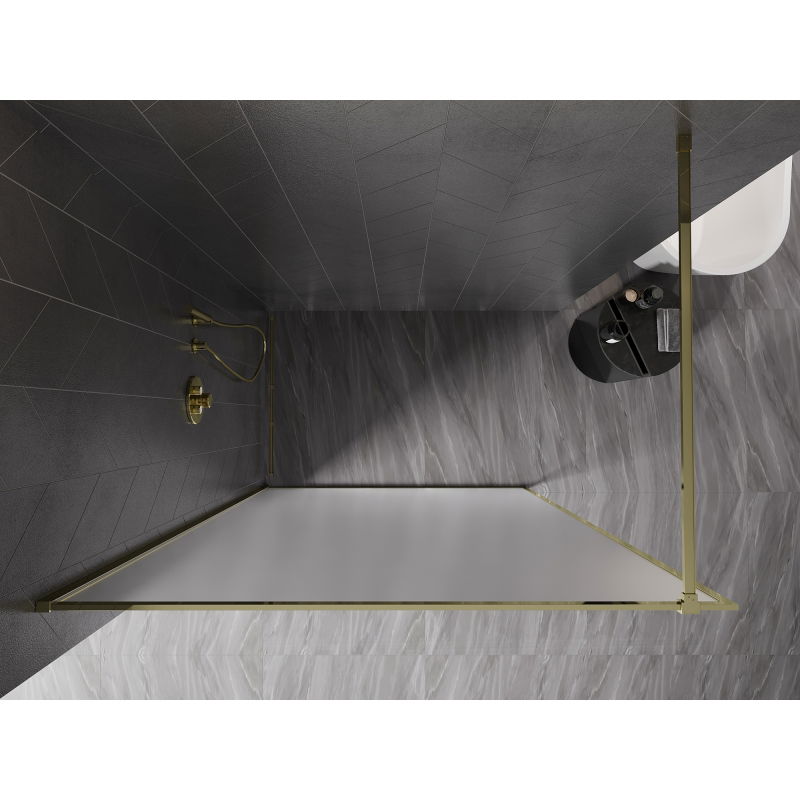 Mexen Kioto-XF Walk-in Shower Wall with Frame 110 x 202 cm, Frosted 10 mm, Gold - 800-110-104-50-30-X