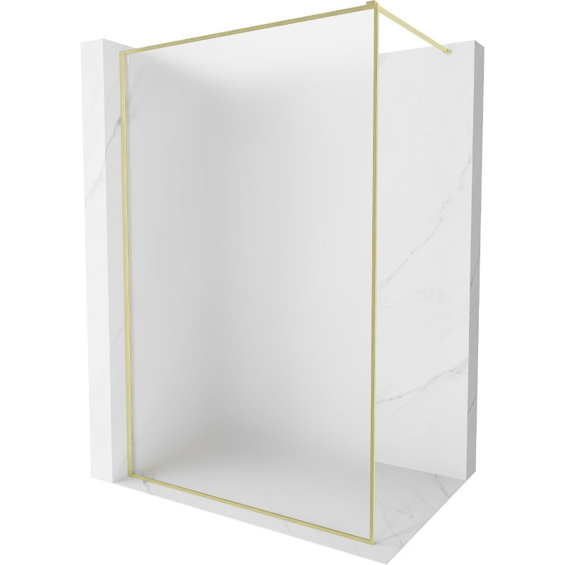 Mexen Kioto-XF Walk-in Shower Wall with Frame 70 x 202 cm, Frosted 10 mm, Brushed Gold - 800-070-104-55-30-X