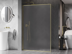 Mexen Kioto-XF Walk-in Shower Screen with Frame 70 x 202 cm, Frosted 10 mm, Brushed Gold - 800-070-104-55-30-X