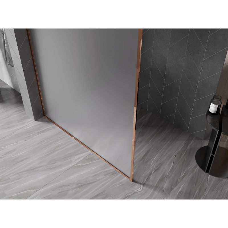 Mexen Kioto-XF Walk-in Shower Wall with Frame 80 x 202 cm, Frosted 10 mm, Rose Gold - 800-080-104-60-30-X