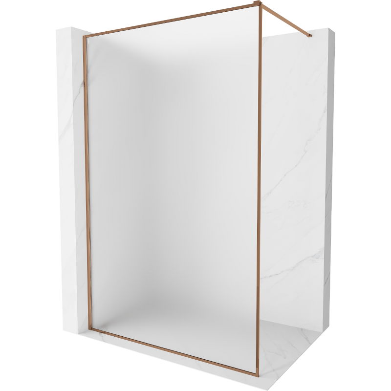 Mexen Kioto-XF Walk-in Shower Screen with Frame 90 x 202 cm, Frosted 10 mm, Rose Gold - 800-090-104-60-30-X