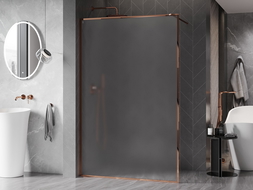 Mexen Kioto-XF Walk-in Shower Wall with Frame 110 x 202 cm, Frosted 10 mm, Rose Gold - 800-110-104-60-30-X