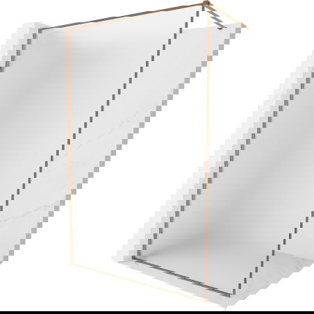 Mexen Kioto-XF Walk-in Shower Wall with Frame 140 x 202 cm, Frosted 10 mm, Rose Gold - 800-140-104-60-30-X