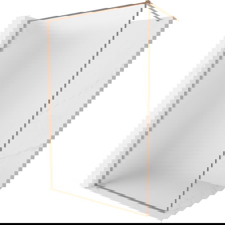 Mexen Kioto-XF Walk-in Shower Wall with Frame 160 x 202 cm, Frosted 10 mm, Brushed Copper - 800-160-104-65-30-X