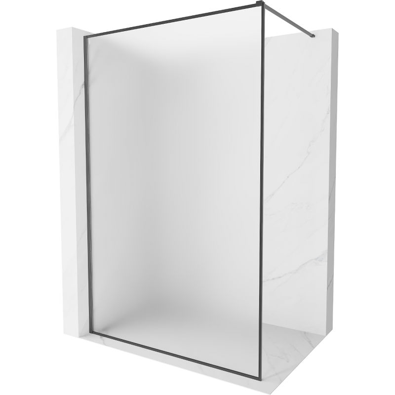 Mexen Kioto-XF Walk-in Shower Wall with Frame 140 x 202 cm, Frosted 10 mm, Gun Gray Brushed - 800-140-104-66-30-X