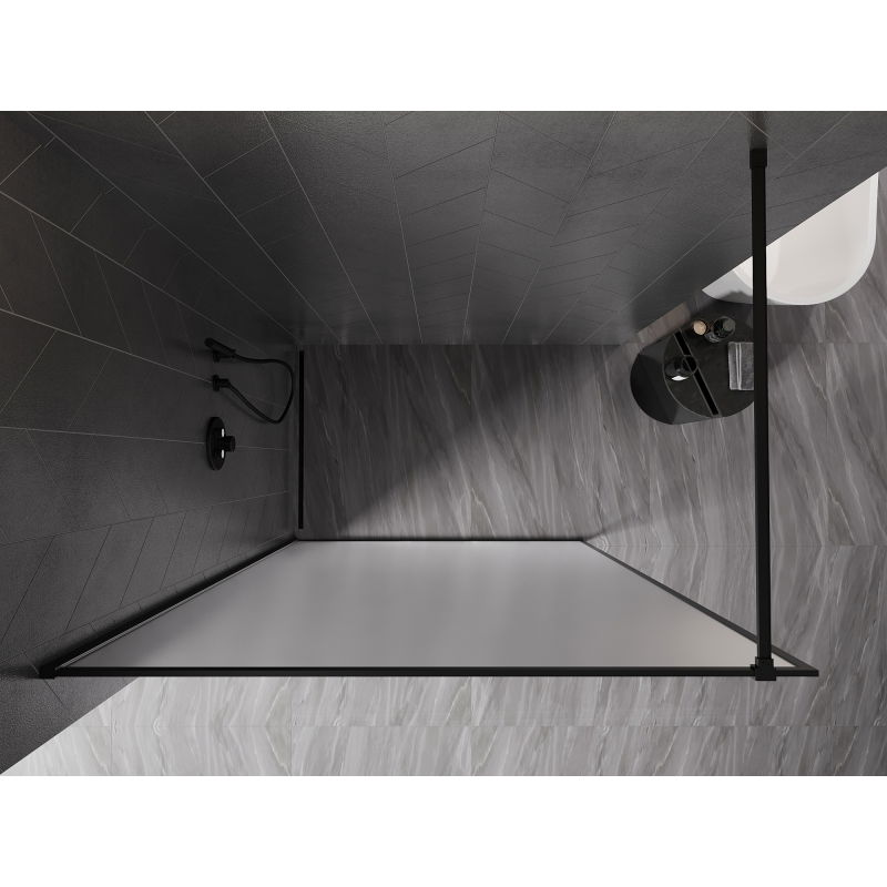 Mexen Kioto-XF Walk-in Shower Wall with Frame 120 x 202 cm, Frosted 10 mm, Black - 800-120-104-70-30-X