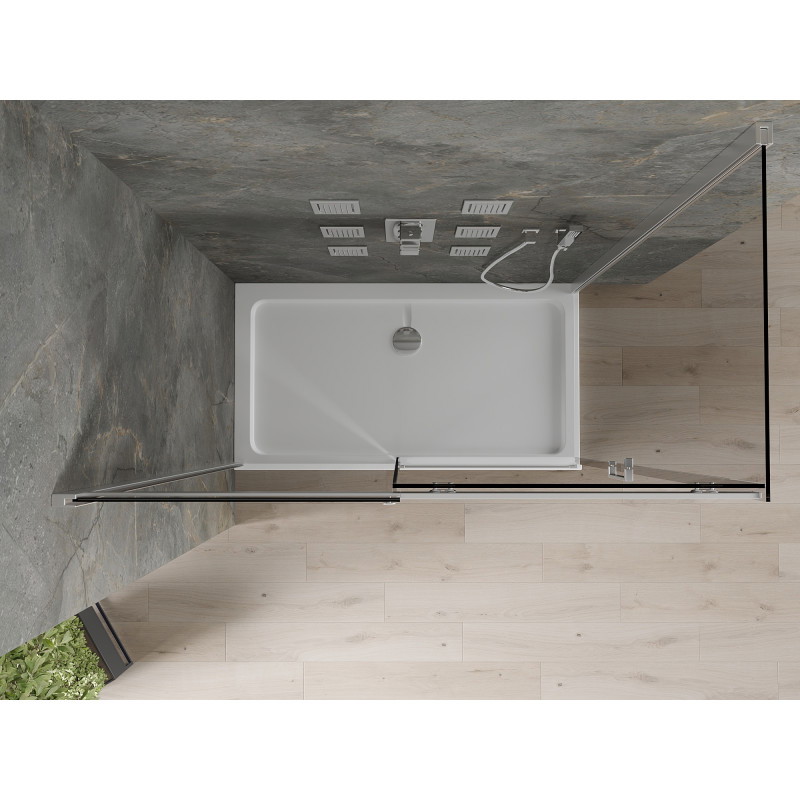 Mexen Omega sliding shower cabin 130 x 70 cm, graphite, chrome + Flat, white shower tray - 825-130-070-01-40-4010