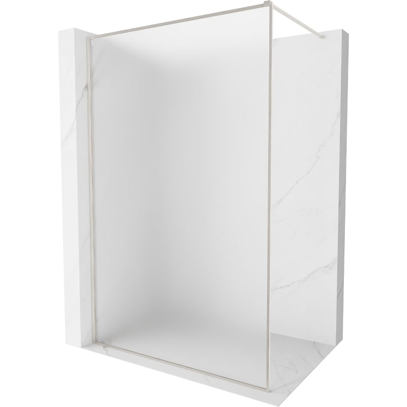 Mexen Kioto-XF Walk-in Shower Wall with Frame 130 x 202 cm, Frosted 10 mm, Brushed Nickel - 800-130-104-97-30-X