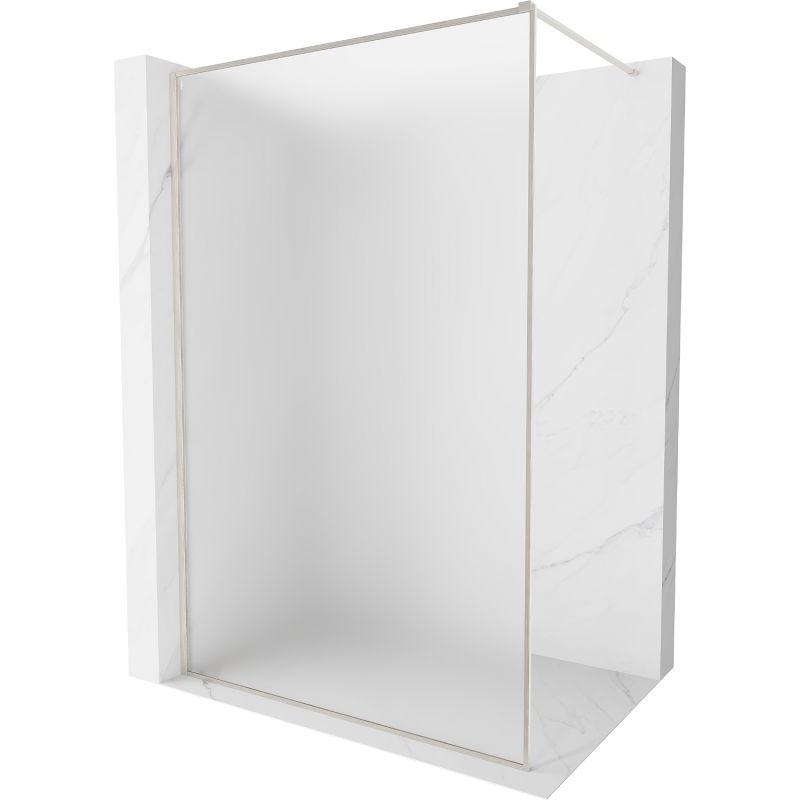 Mexen Kioto-XF 140 x 202 cm Walk-in Shower Wall with Frame, Frosted 10 mm, Brushed Nickel - 800-140-104-97-30-X