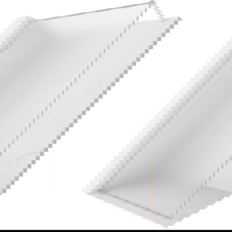 Mexen Kioto-XF 140 x 202 cm Walk-in Shower Wall with Frame, Frosted 10 mm, Brushed Nickel - 800-140-104-97-30-X