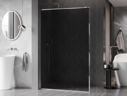Mexen Kioto-XF Walk-in Shower Wall with Frame 100 x 202 cm, Graphite 10 mm, Chrome - 800-100-104-01-40-X