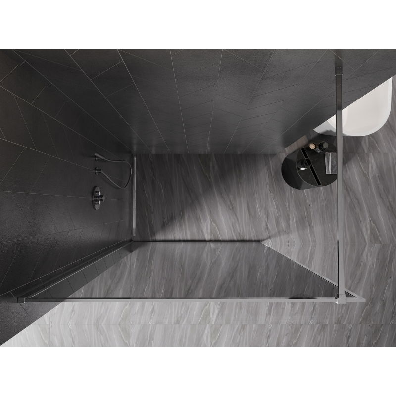 Mexen Kioto-XF Walk-in Shower Wall with Frame 110 x 202 cm, Graphite 10 mm, Chrome - 800-110-104-01-40-X