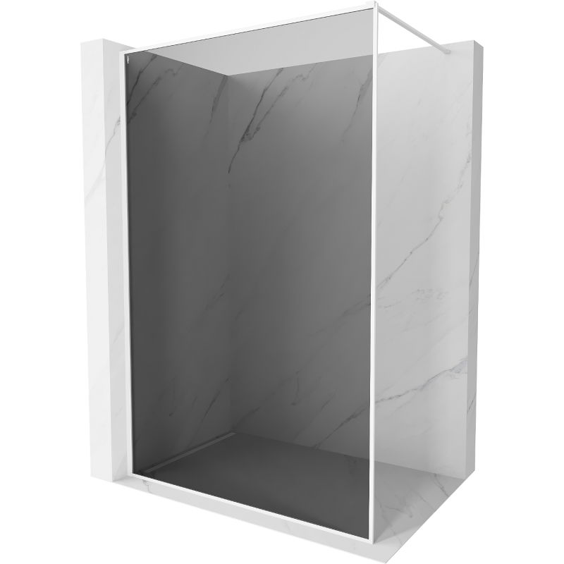 Mexen Kioto-XF Walk-In Shower Wall with Frame 100 x 202 cm, Graphite 10 mm, White - 800-100-104-20-40-X