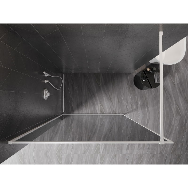 Mexen Kioto-XF Walk-in Shower Wall with Frame 120 x 202 cm, Graphite 10 mm, White - 800-120-104-20-40-X