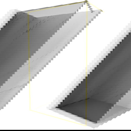 Mexen Kioto-XF Walk-in Shower Wall with Frame 140 x 202 cm, Graphite 10 mm, Gold - 800-140-104-50-40-X