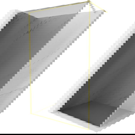 Mexen Kioto-XF Walk-in Shower Screen with Frame 70 x 202 cm, Graphite 10 mm, Brushed Gold - 800-070-104-55-40-X