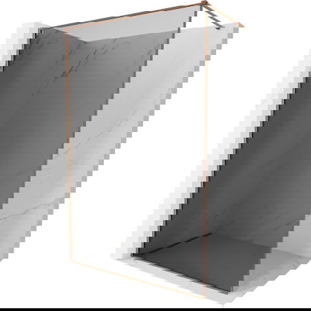 Mexen Kioto-XF Walk-in Shower Wall with Frame 120 x 202 cm, Graphite 10 mm, Rose Gold - 800-120-104-60-40-X