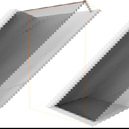 Mexen Kioto-XF Walk-in Shower Screen with Frame 110 x 202 cm, Graphite 10 mm, Brushed Copper - 800-110-104-65-40-X