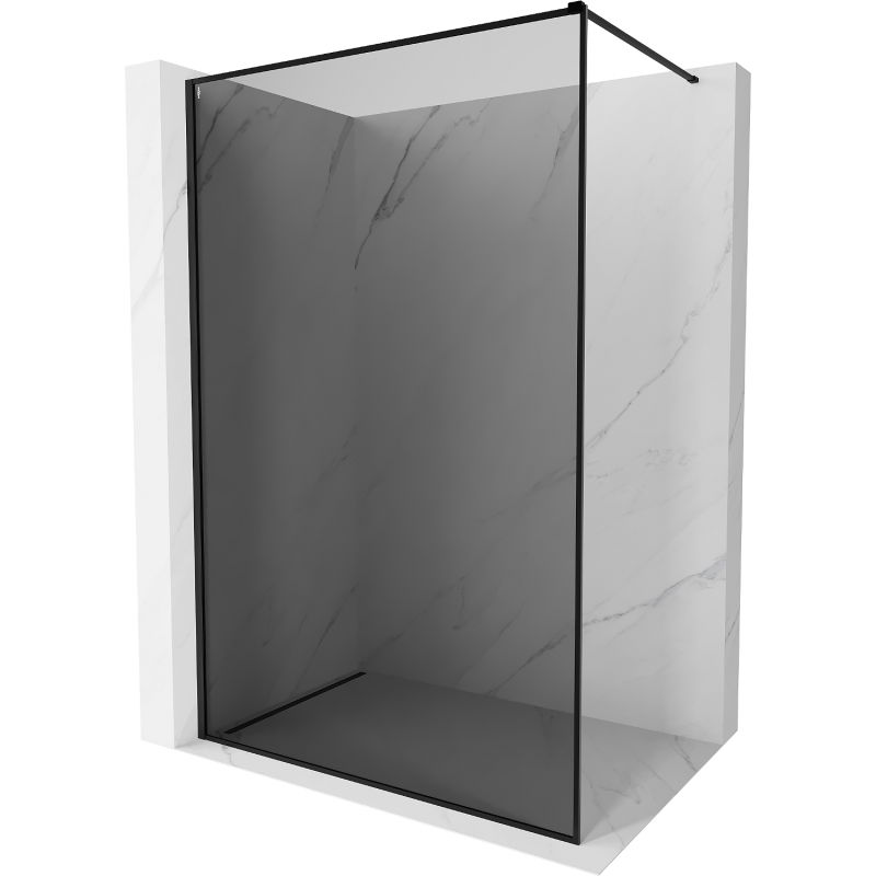 Mexen Kioto-XF Walk-in shower screen with frame 160 x 202 cm, graphite 10 mm, black - 800-160-104-70-40-X