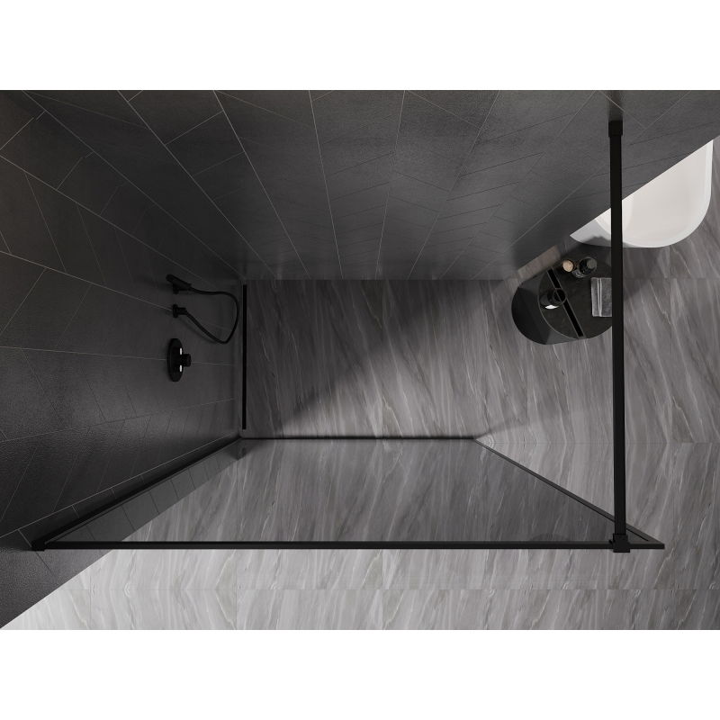 Mexen Kioto-XF Walk-in shower screen with frame 160 x 202 cm, graphite 10 mm, black - 800-160-104-70-40-X