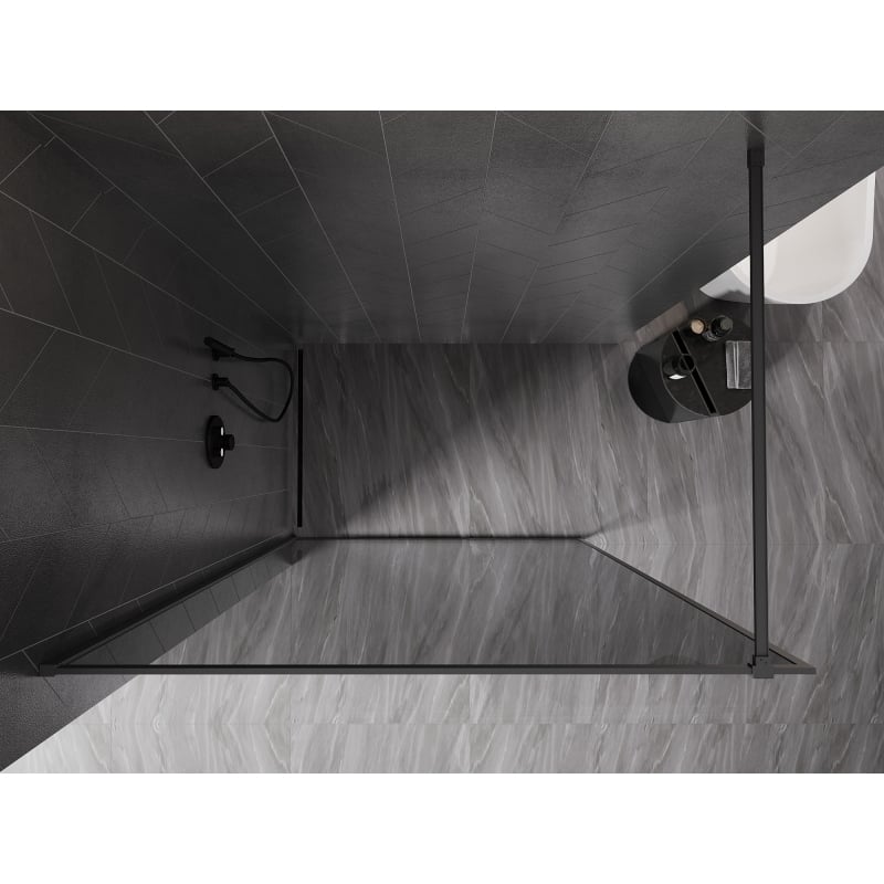 Mexen Kioto-XF Walk-in Shower Wall with Frame 60 x 202 cm, Graphite 10 mm, Gun Metal - 800-060-104-95-40-X