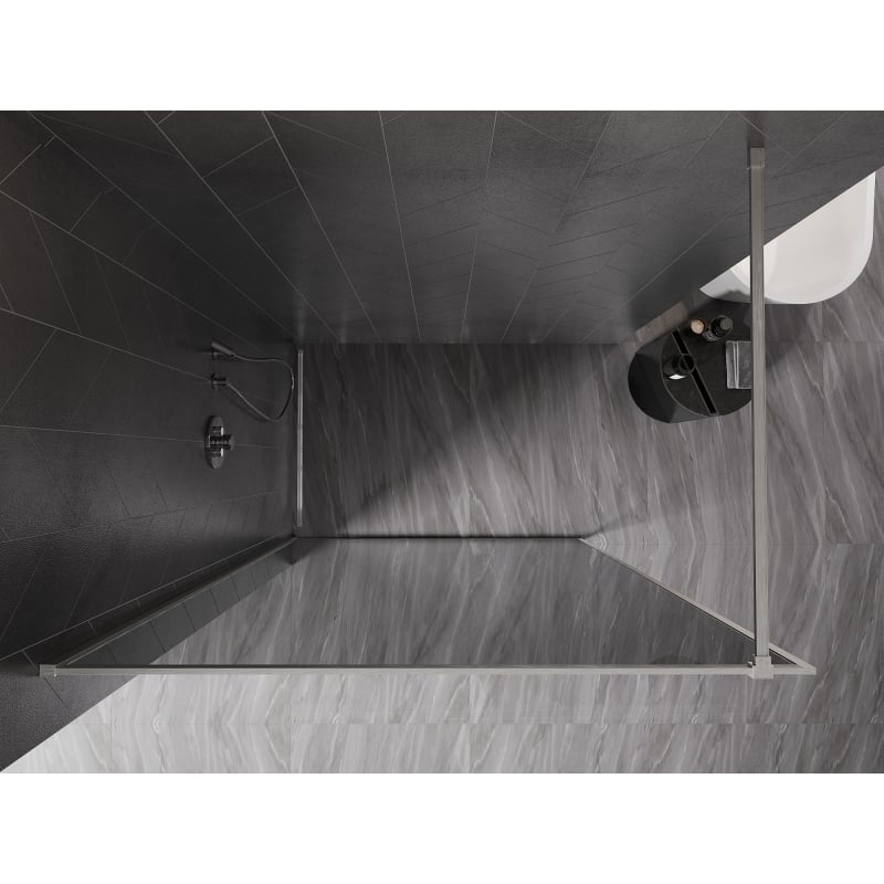 Mexen Kioto-XF Walk-in Shower Wall with Frame 120 x 202 cm, Graphite 10 mm, Brushed Nickel - 800-120-104-97-40-X