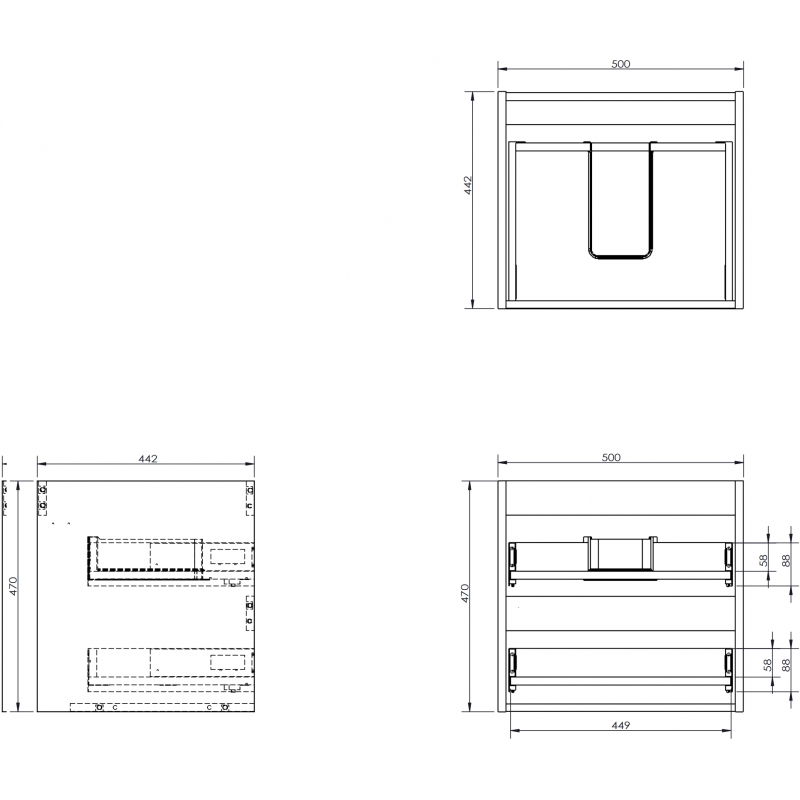 Mexen Box-A 50 cm Bathroom Cabinet Base, 2 Drawers, High Gloss White - 91AX0-0500-470-2-00